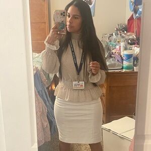 Japna Tan and White Leopard Print top